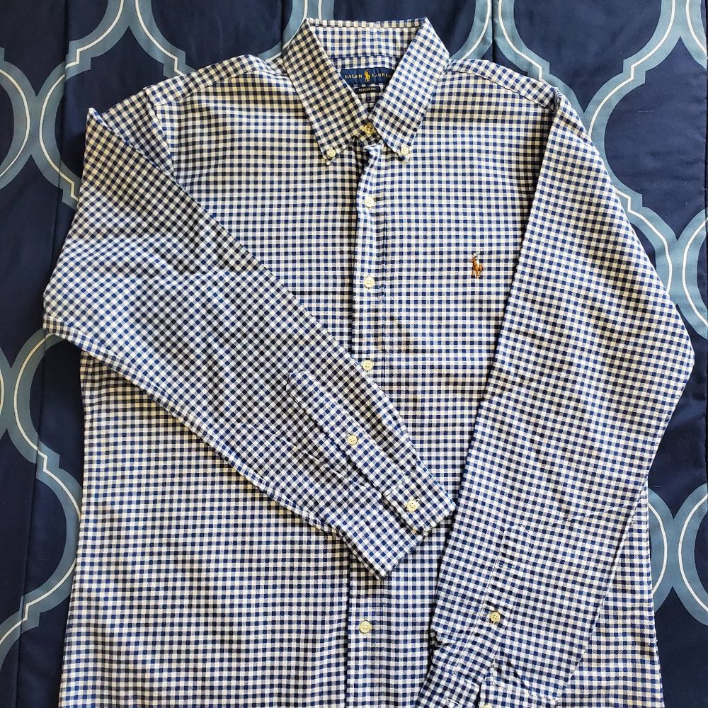 Men's Large Polo Ralph Lauren Long-sleeved Collard Plaid Button-up